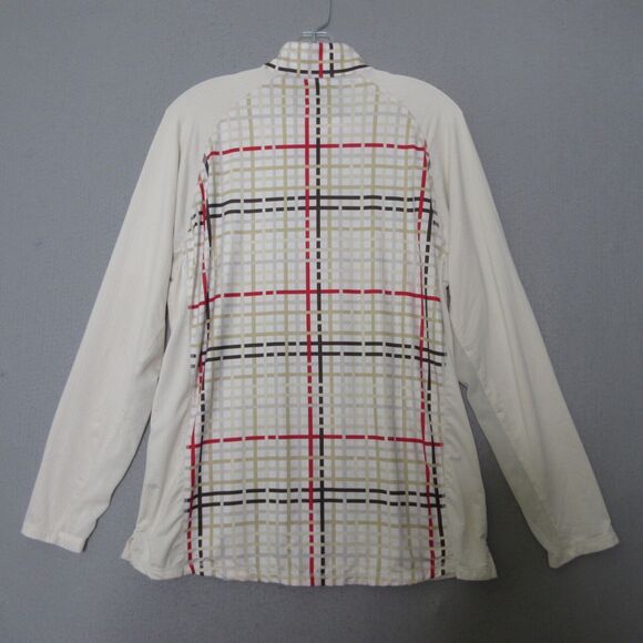 San Soleil Top Plaid Mock Neck Zip UPF 50 Mesh Golf Outdoor Hike Camp - Picture 11 of 14